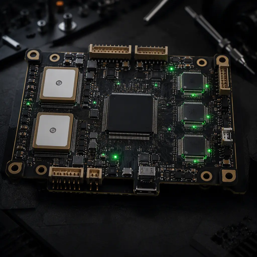 Redundant UAV navigation architecture with dual IMU, dual GNSS antenna and sensor fusion processor on flight controller board