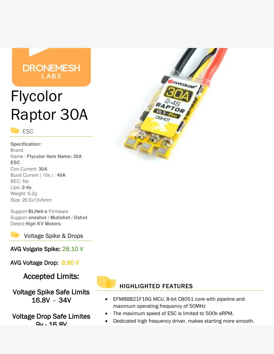 Raptor BLS datasheet page 1