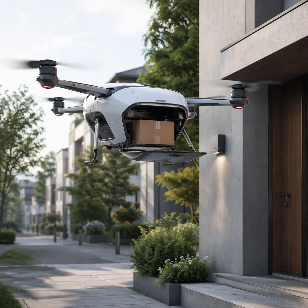 Logistics delivery drone conceptual visualization