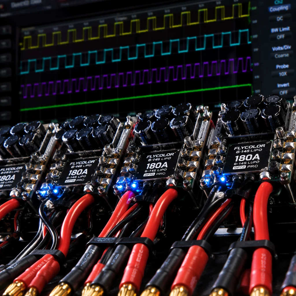 Conceptual UAV ESC board and power distribution system visualization
